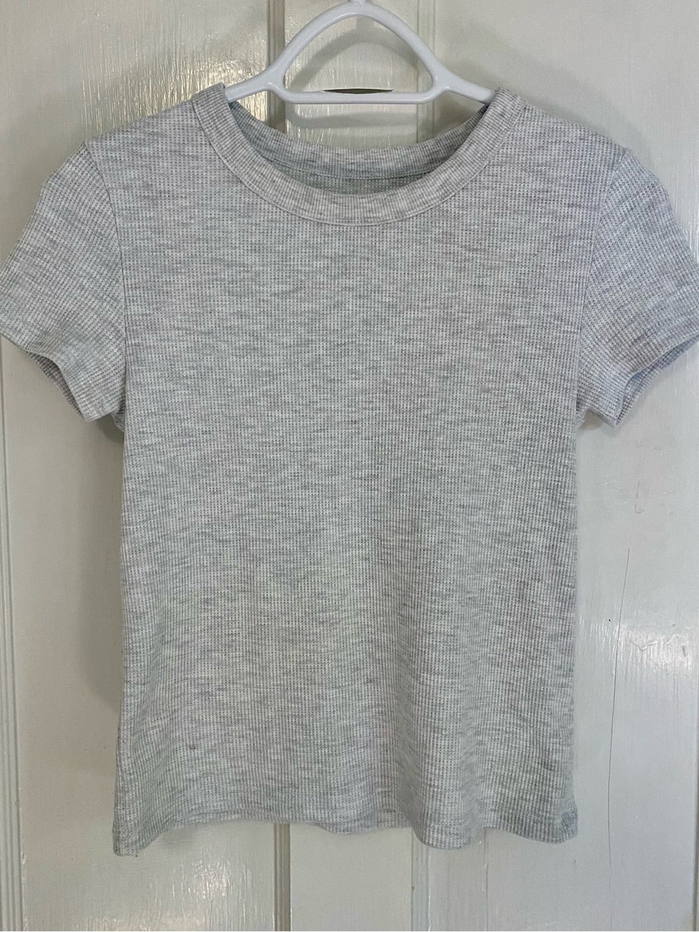 AE Waffle Hey Baby Tee - Light Heather Gray Size S
